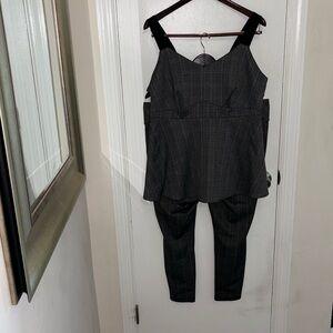 Peplum top & leggins tweed summer suit